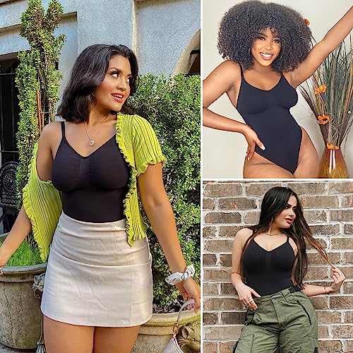 SHAPERX بدلة تشكيل الجسم SHAPERX للنساء مع تحكم في البطن، بدلة تشكيل الجسم بدون seams، خصر مشدود، SZ5215-أسود-2XL/3XL (قطعة واحدة) - Image 3