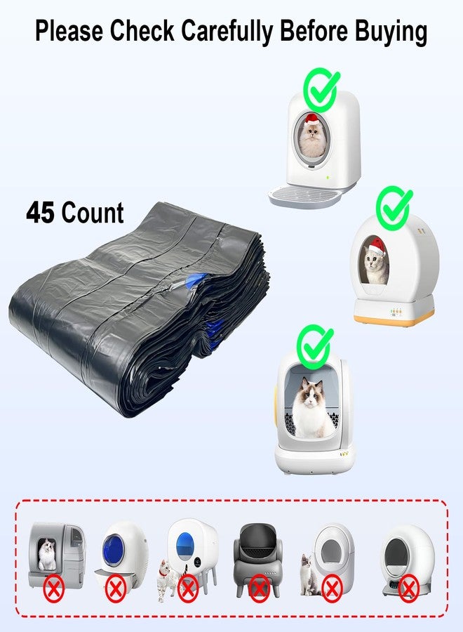 45 كيسًا من أكياس صندوق فضلات القطط متوافقة مع Meo Want MW-SC01/MW-SC02/MW-LR01، تصميم سميك، أكياس أكياس فضلات القطط برباط (45 كيسًا) - Image 4