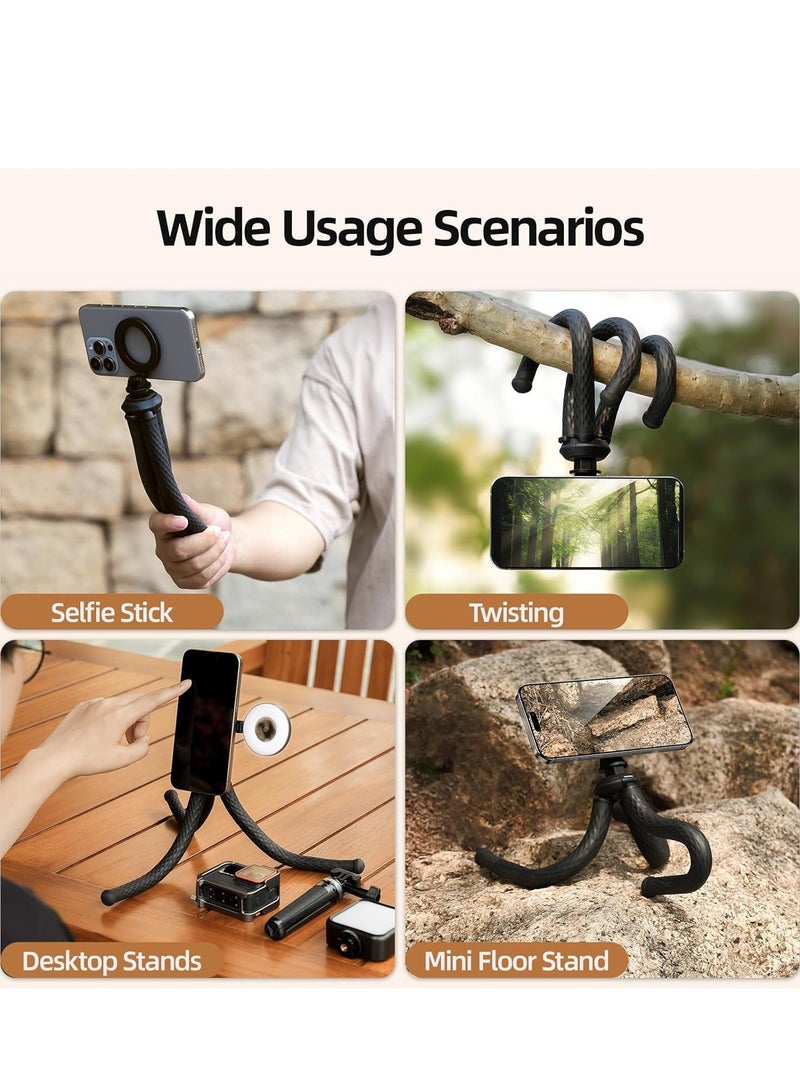 TELESIN TELESIN° Magnetic Flexible Tripod for iPhone, Mini Bendable Tripod Phone Stand for Magsafe Stroller Treadmill Tube Bike Motorcycle Arm Phone Holder Selfie Stick for Video Recording for iPhone Android - Image 3