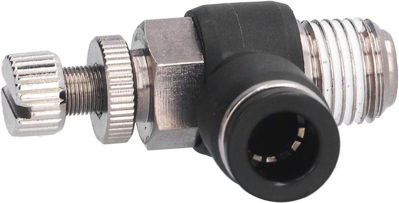 L Type Right Angle Pneumatic Throttle Valve with M5 Thread and 4 mm Tube Connection - PVC Air Flow Control Valve for Automation Equipment and Fluid Management Systems (4-02) - Image 2