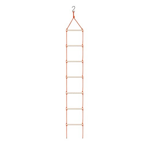 BOFFLE Rope Ladder| Climbing Stairs for Kids | Wooden Scales for Kids for Physical Activity | Indoor Outdoor Games for Kids 3 to 10 Years (Orange) - Image 1