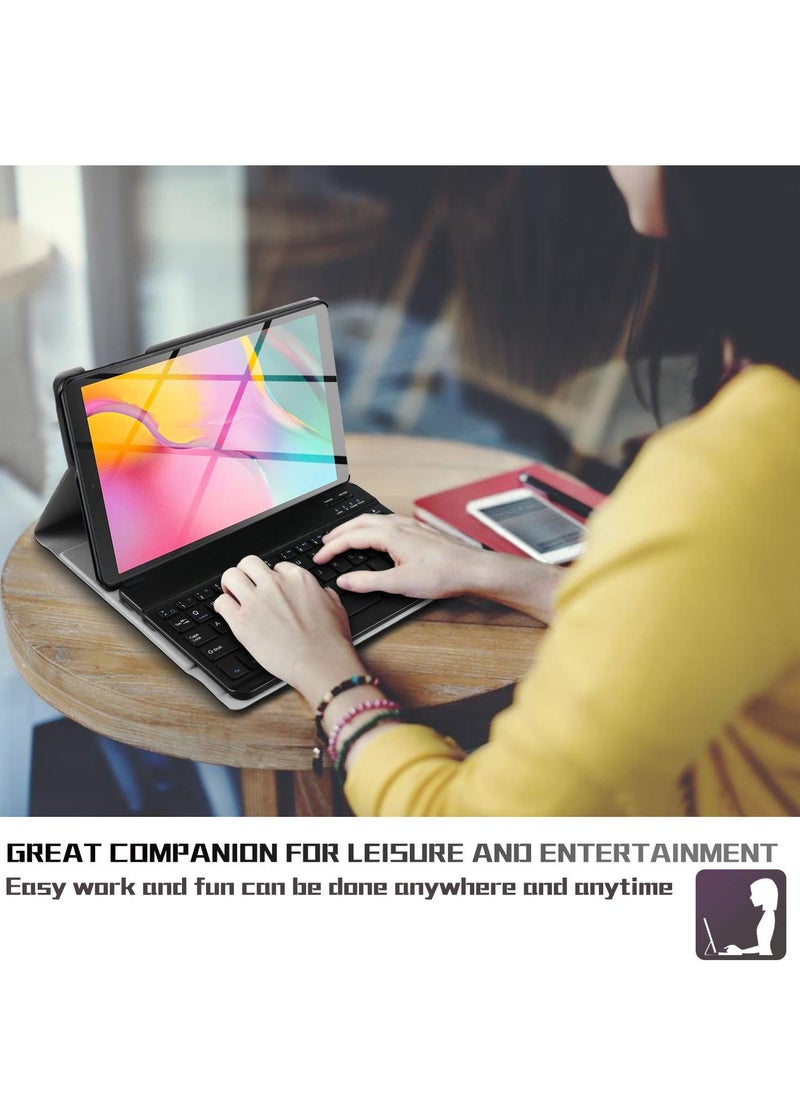 The Arabic and English keyboard case is compatible with Galaxy   Tab A10.1T510/T515 Slim Case with Detachable Wireless Bluetooth Keypad