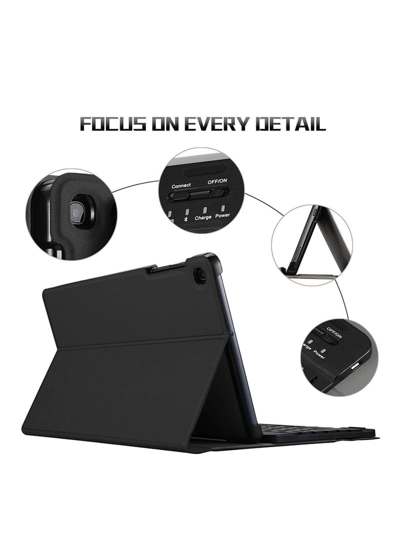The Arabic and English keyboard case is compatible with Galaxy   Tab A10.1T510/T515 Slim Case with Detachable Wireless Bluetooth Keypad