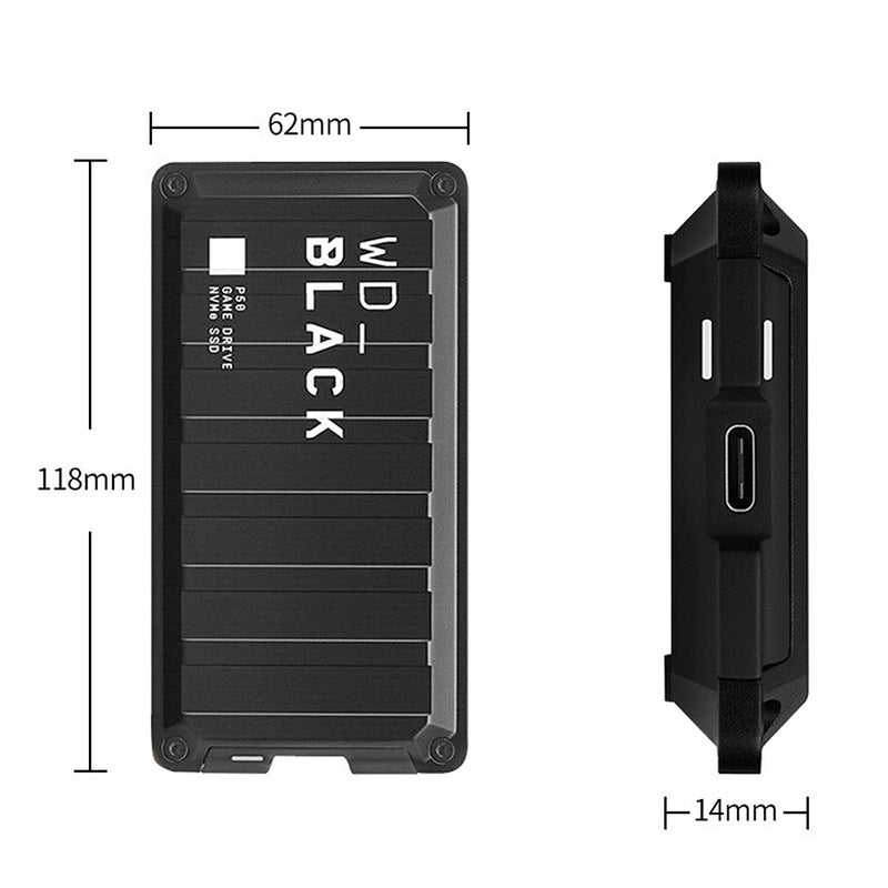 قرص صلب محمول من WD_BLACK P50 نوع-C سعة 1TB للألعاب PSSD بسرعة قراءة تصل إلى 2000MB/s سعة كبيرة قرص صلب خارجي - Image 2
