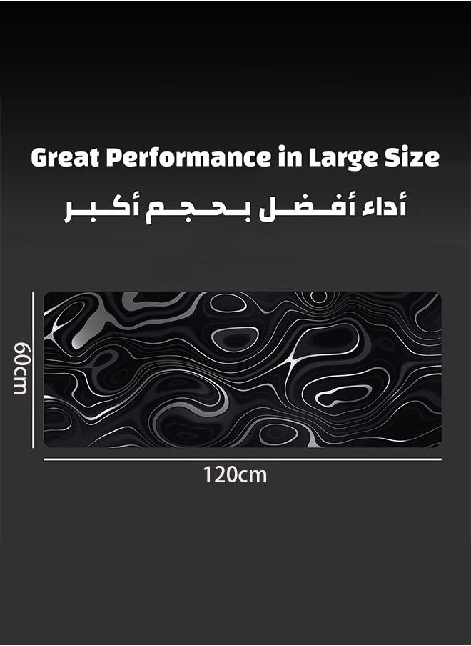 Miya - Extended Large Gaming Mouse Pad 120 X 60 cm XXXL Full Desk ART style & Mousepad Non-Slip Rubber Base Big Keyboard Mat with Stitched Edges for Gaming (ART Black) - Image 1
