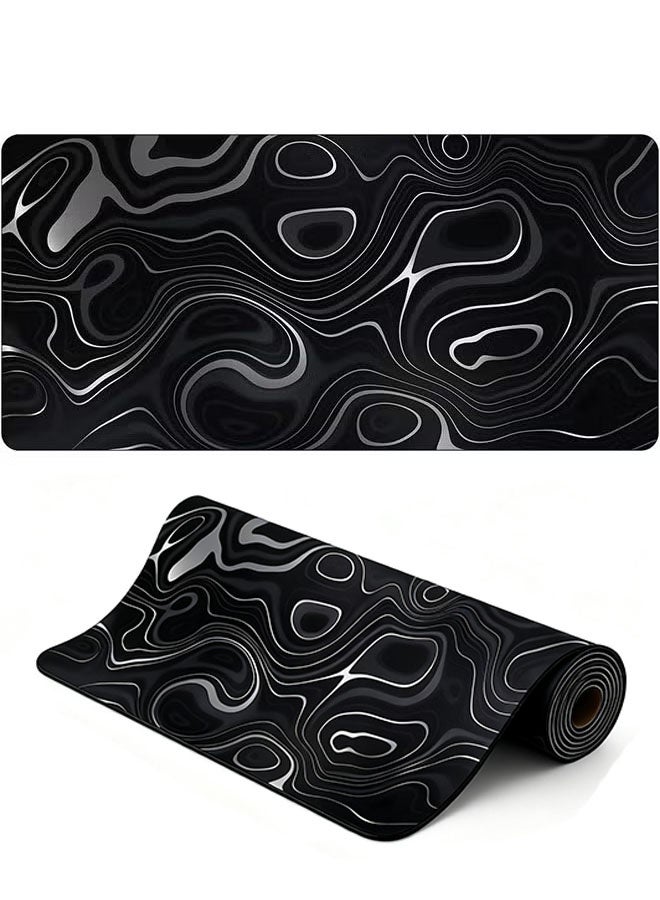 Miya Extended Large Gaming Mouse Pad 120 X 60 cm XXXL Full Desk ART style & Mousepad Non-Slip Rubber Base Big Keyboard Mat with Stitched Edges for Gaming (ART Black) - Image 1