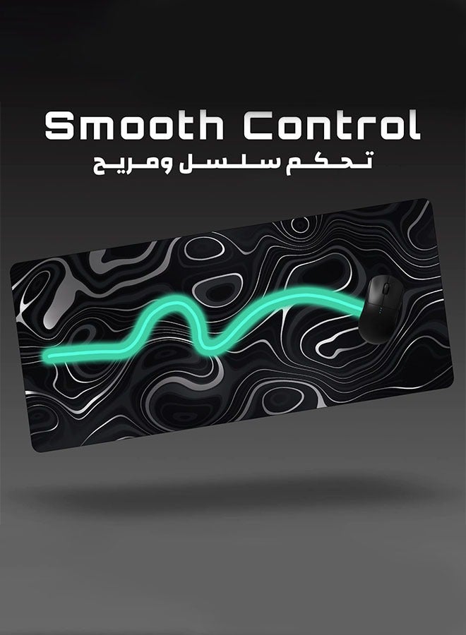 Miya Extended Large Gaming Mouse Pad 120 X 60 cm XXXL Full Desk ART style & Mousepad Non-Slip Rubber Base Big Keyboard Mat with Stitched Edges for Gaming (ART Black) - Image 3