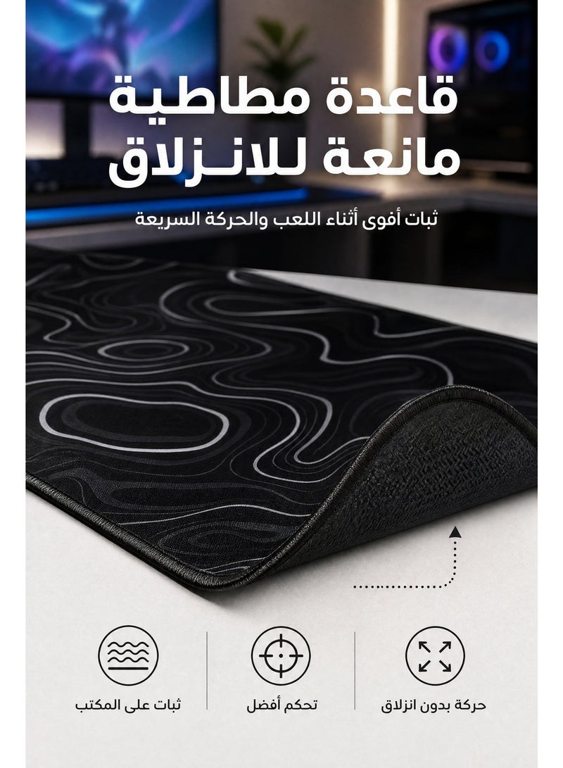 ميا لوحة ماوس ألعاب كبيرة ممتدة 120 × 60 سم XXXL كاملة المكتب على طراز ART ولوحة ماوس بقاعدة مطاطية غير قابلة للانزلاق ولوحة مفاتيح كبيرة مع حواف مخيطة للألعاب (أسود ART) - Image 5