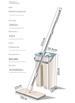 Haidue Microfiber Flat Mop with Bucket, Cleaning Squeeze Hand Free Floor Mop, 6 Reusable Mop Pads, Stainless Steel Handle,360° Rotating Head Squeeze Flat Mop White/Grey  - Image 5