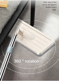 Haidue Microfiber Flat Mop with Bucket, Cleaning Squeeze Hand Free Floor Mop, 6 Reusable Mop Pads, Stainless Steel Handle,360° Rotating Head Squeeze Flat Mop White/Grey  - Image 3