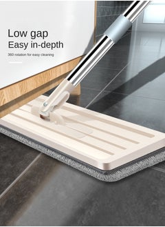 Haidue Microfiber Flat Mop with Bucket, Cleaning Squeeze Hand Free Floor Mop, 6 Reusable Mop Pads, Stainless Steel Handle,360° Rotating Head Squeeze Flat Mop White/Grey  - Image 4