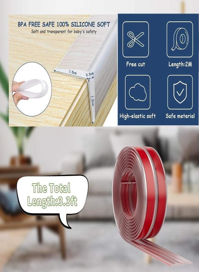 TRADY 5 Meter Baby Safety Edge Protector Strip Transparent Soft Silicone Corner Guard for Table,Desk & Furniture BPA Free Child Proof Edge Bumper with Strong Adhesive Cuttable Clear Baby Proofing Protection - Image 2
