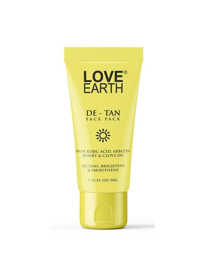 Love Earth De-Tan Face Pack For Instant Tan Removal | Brightens & Smoothens|All Skin Type 50G - Image 2