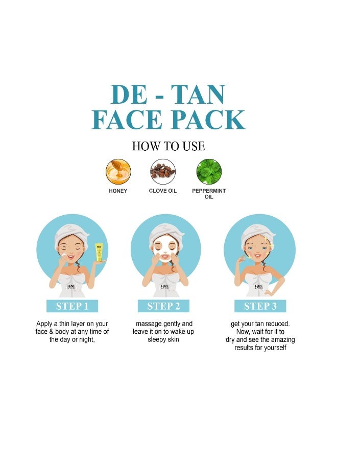 Love Earth De-Tan Face Pack For Instant Tan Removal | Brightens & Smoothens|All Skin Type 50G - Image 4