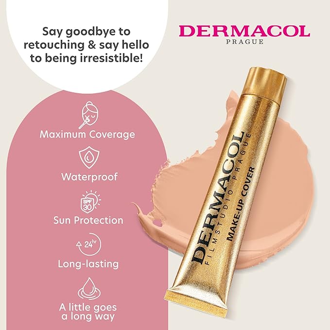 Dermacol Mini Full Coverage Foundation 13g Liquid Matte Makeup with SPF 30 Waterproof Foundation for Oily Skin Acne Under Eye Bags LongLasting Makeup Products Shade 208 - Image 4
