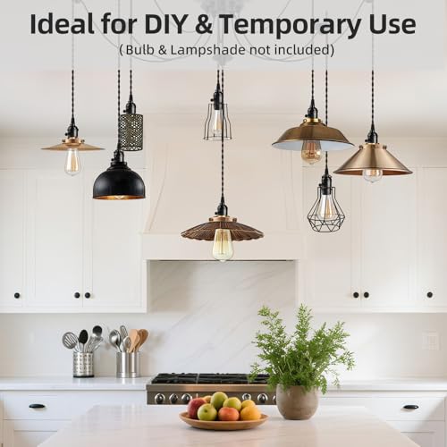 Aokpsrt Vintage Plug-in Pendant Light Kit with 1-to-4 Hanging E26/E27 Sockets, Industrial Hanging Light with Individual Rotary Switches, Easy DIY Lighting for Living Room, Patio and Plant Corners, Black - Image 5