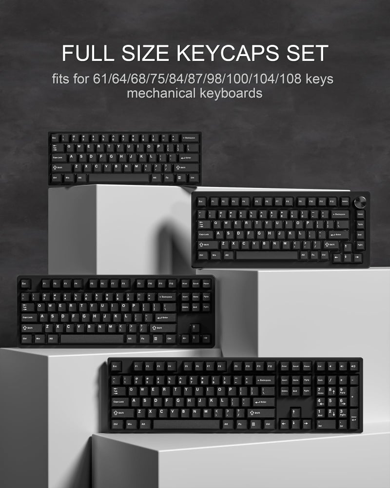 COSTOM Womier Double Shot PBT Keycaps Set 138 Keys, Cherry Profile Custom Keycaps 60 65 75 100 Percent for 61/64/68/84/87/100/104/108 Retro Gaming Mechanical Keyboard, Black - Image 5