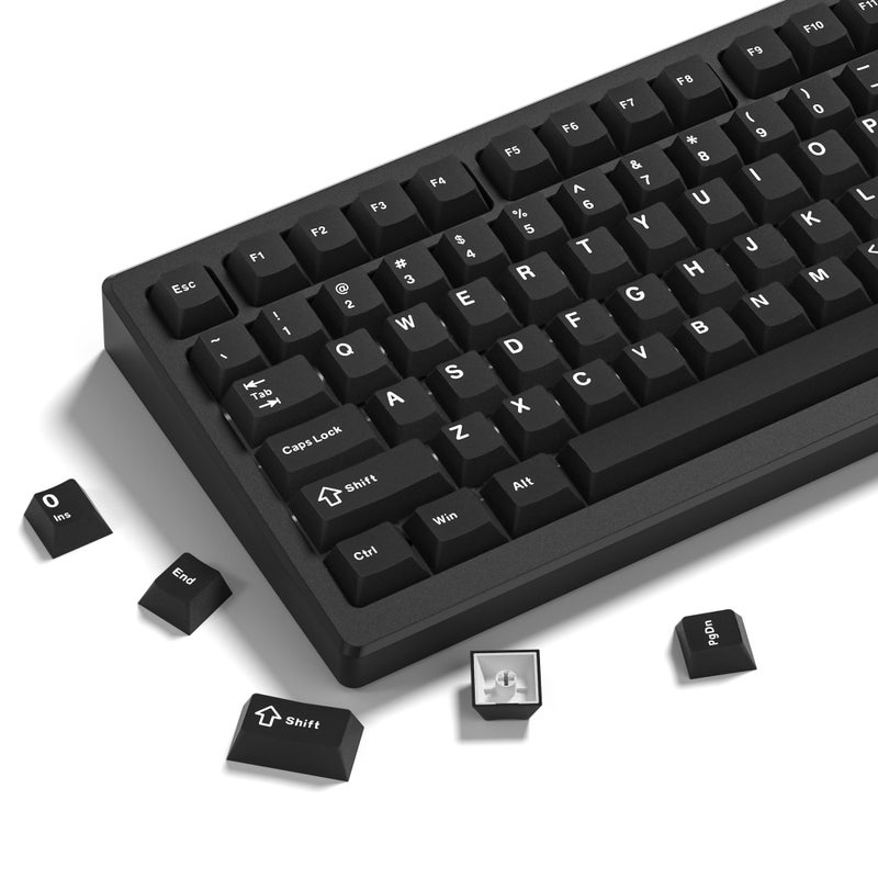 COSTOM Womier Double Shot PBT Keycaps Set 138 Keys, Cherry Profile Custom Keycaps 60 65 75 100 Percent for 61/64/68/84/87/100/104/108 Retro Gaming Mechanical Keyboard, Black - Image 1