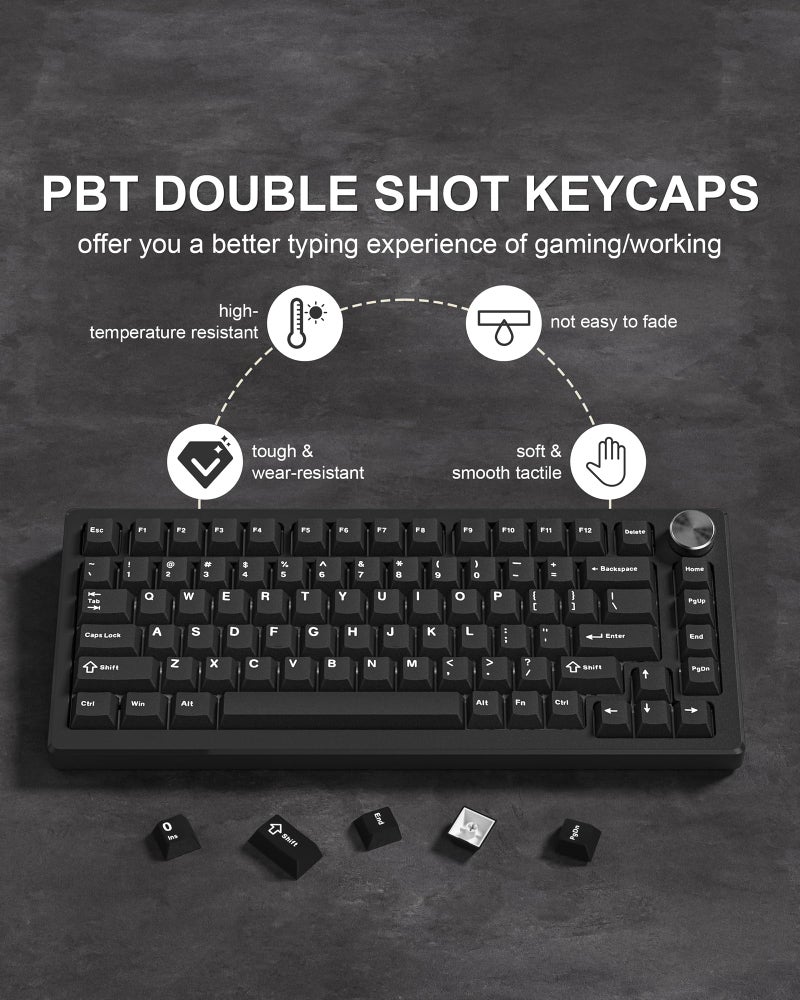 COSTOM Womier Double Shot PBT Keycaps Set 138 Keys, Cherry Profile Custom Keycaps 60 65 75 100 Percent for 61/64/68/84/87/100/104/108 Retro Gaming Mechanical Keyboard, Black - Image 4