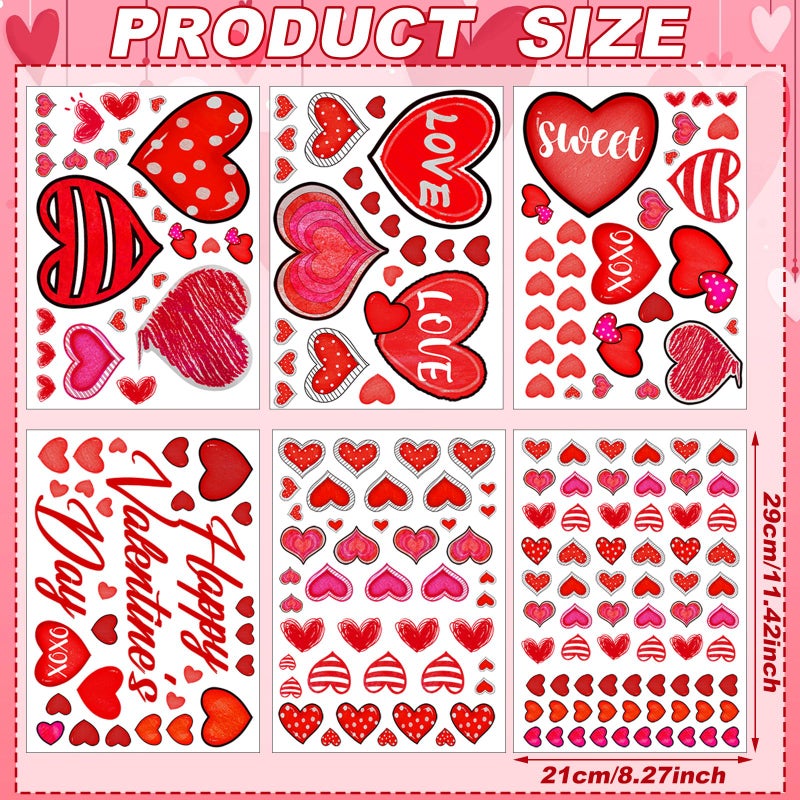Eersida 214 Pcs Valentineâ€˜s Day Wall Decals Removable Love Heart Wall Stickers Red Heart Window Stickers Wedding Anniversary Romantic Love Decoration for Holiday Kitchen Living Room Home Decor - Image 2
