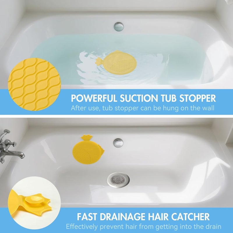 TRAPMATE Bathtub Drain Stopper/Protector/Hair Catcher Shower Drain/Easy Clean Hair Trap Strainer & Silicone Stopper for Tub, Sink (Yellow) - Image 5