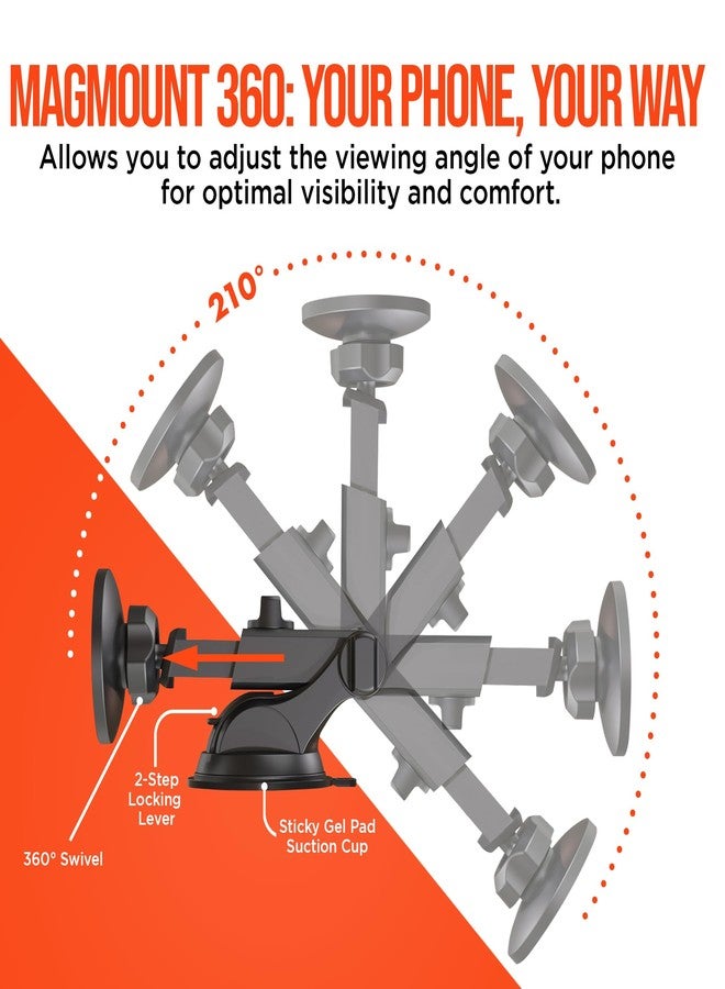 HyperGear MagSafe Car Mount - Magnetic Phone Holders for your Car Phone Holder Mount, Hands Free Mobile 3 Mounting Options (Windshield+Vent+Dash), Adapter included Cellphone Holder for iPhone, Android - Image 3