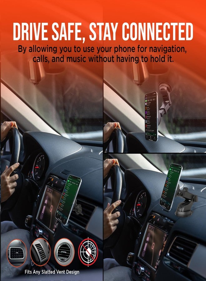 HyperGear MagSafe Car Mount - Magnetic Phone Holders for your Car Phone Holder Mount, Hands Free Mobile 3 Mounting Options (Windshield+Vent+Dash), Adapter included Cellphone Holder for iPhone, Android - Image 5