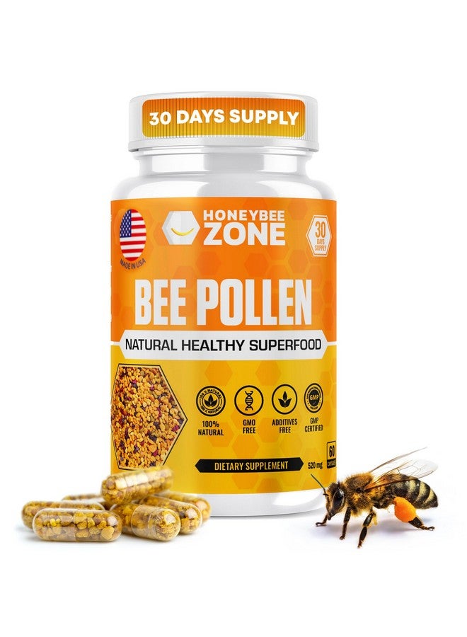 HONEYBEEZONE مكمل حبوب لقاح النحل من هاني بي زون 100% طبيعي حبوب لقاح نحل خام في كبسولات نباتية حبوب لقاح مخمرة متعدد الفيتامينات، بروبيوتيك سوبر فود، بروتينات حيوية، أحماض أمينية، دعم المناعة والطاقة 60 كبسولة من حبوب اللقاح - Image 1
