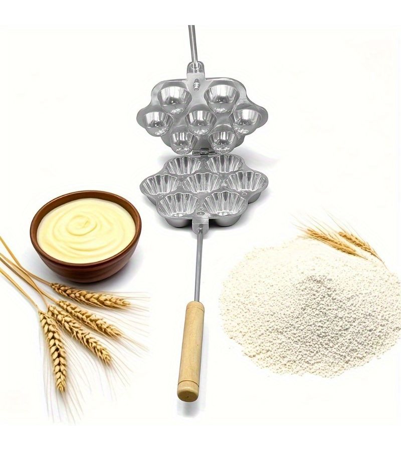 Aluminum Egg Tart Mold Cake Flat Bottom Pudding Baking Cup With Handle Seven Holes Chrysanthemum Tower Holder - Image 3