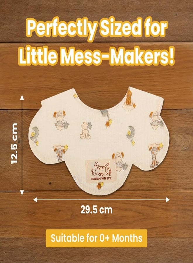 Nuluv Baby Bibs, Soft, Quick-Drying and Gentle for Sensitive Skin, Snap Button Closure, Reusable and Highly Absorbent, Made with 100% Muslin Cotton, 0+ Months, Multi on Off-White Base, Pack of 2 - Image 3