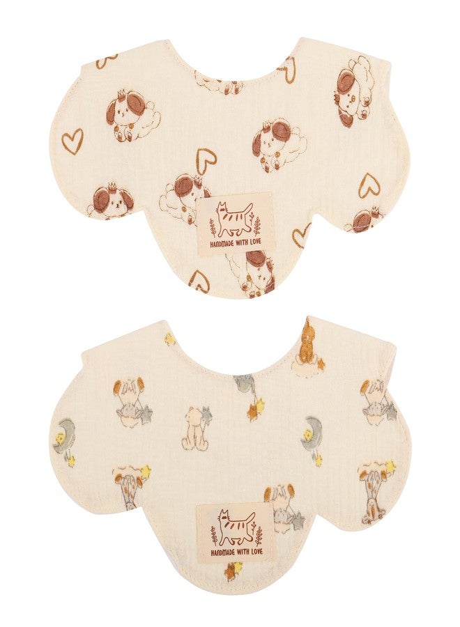 Nuluv Baby Bibs, Soft, Quick-Drying and Gentle for Sensitive Skin, Snap Button Closure, Reusable and Highly Absorbent, Made with 100% Muslin Cotton, 0+ Months, Multi on Off-White Base, Pack of 2 - Image 1