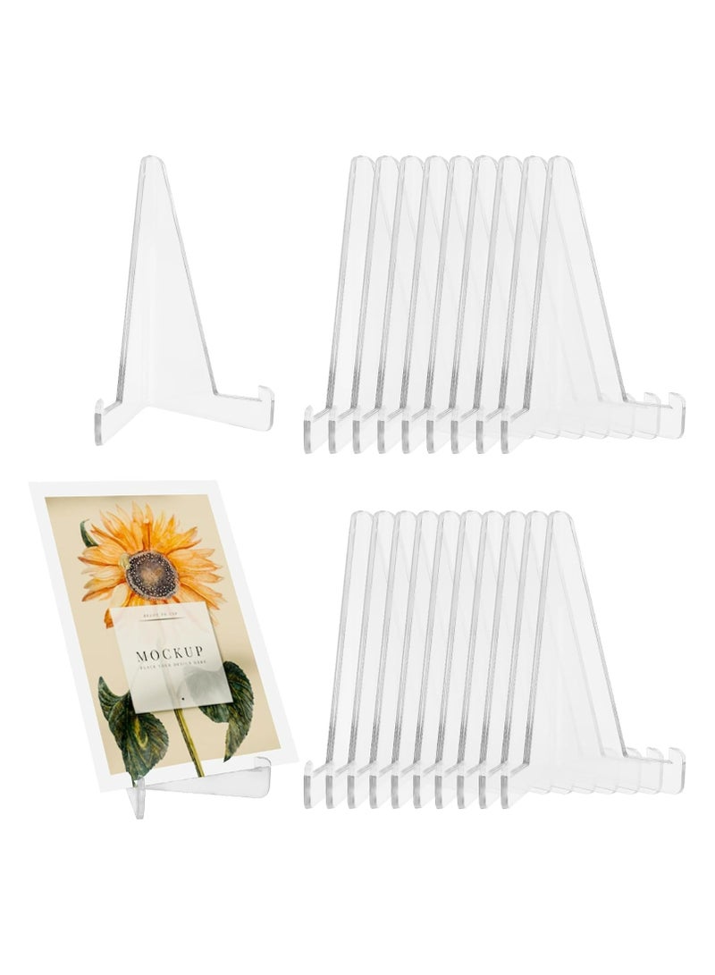 CMGTYYD 20 Pack Clear Triangle Acrylic Easel Stands for Display, Mini Picture Frame Plate Holders, Photo Holder Card Weddings Home Decoration(3.4Inch)  - Image 1