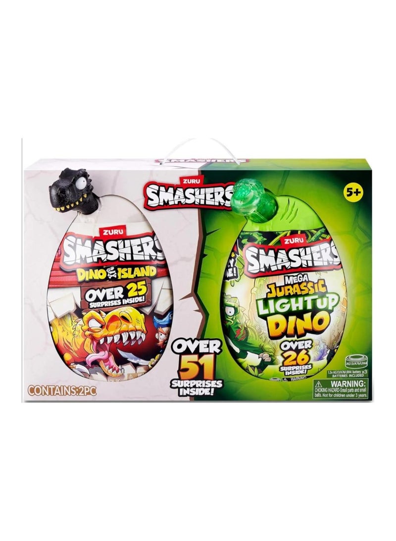 Smashers Mega Dino Combo 2-Pack (Dino Island + Jurassic Light Up Dino Egg) - Image 1