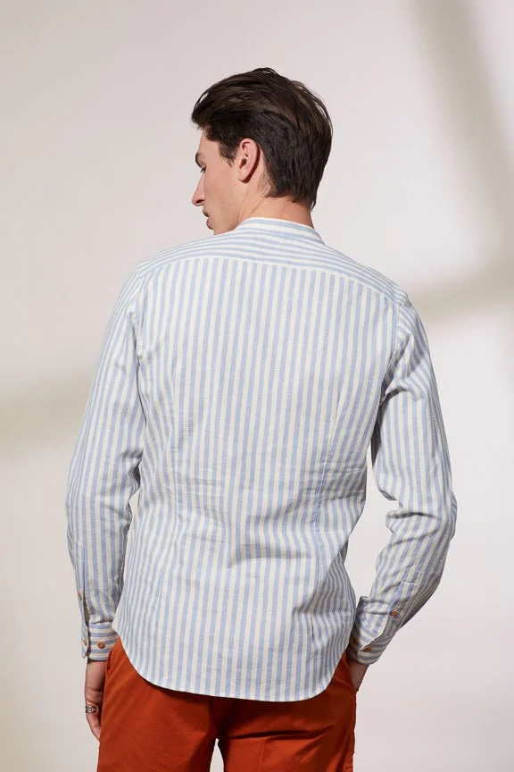 Vicomte A. Calvin Sky Blue Wide Stripes Shirt 100% Cotton