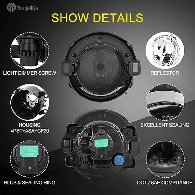 TangMiGe Fog Lights Compatible With Nissan Xterra 20052015 Nissan Frontier 20102019 With Plastic Bumper Only 1 Pair Fog Lamps 26150Ea025 Ni2590102 Smoke TFl072 - Image 5