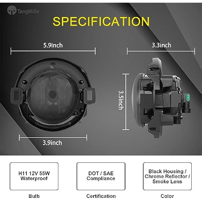 TangMiGe Fog Lights Compatible With Nissan Xterra 20052015 Nissan Frontier 20102019 With Plastic Bumper Only 1 Pair Fog Lamps 26150Ea025 Ni2590102 Smoke TFl072 - Image 4