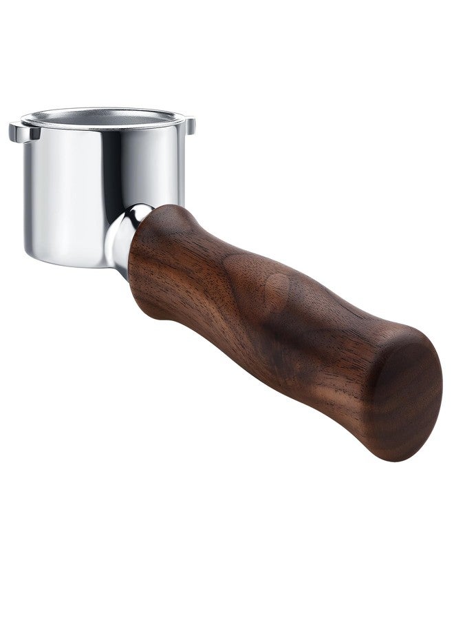 نورمكور حامل فلتر قهوة نورمكور مكشوف بدون قاعدة، مقاس 51 مم، بفتحتين، يناسب ماكينات ديلونجي ECP3420/EC155/BCO430/EC260 مع سلة سعة 18 غرام، ومقبض من خشب الجوز الأمريكي الأصلي. - Image 2