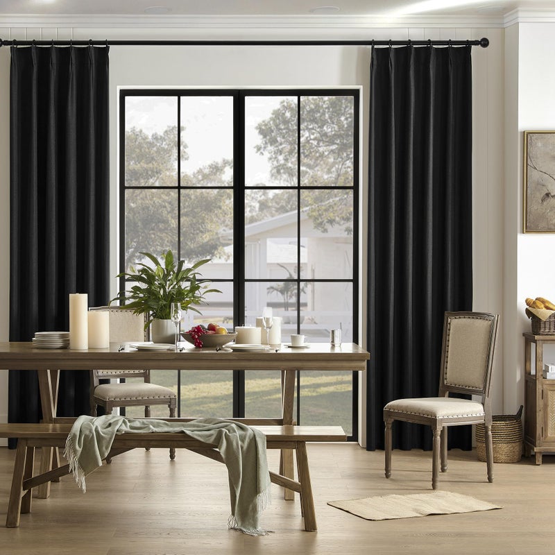 DUALIFE Pinch Pleated Blackout Cabin & Drapes 100 Inch Length with Hooks for Track System, Blackout Thermal Insulated Window Curtains for Living Room, 40W x 100L 2 Panels, Back Tab, Black - Image 5