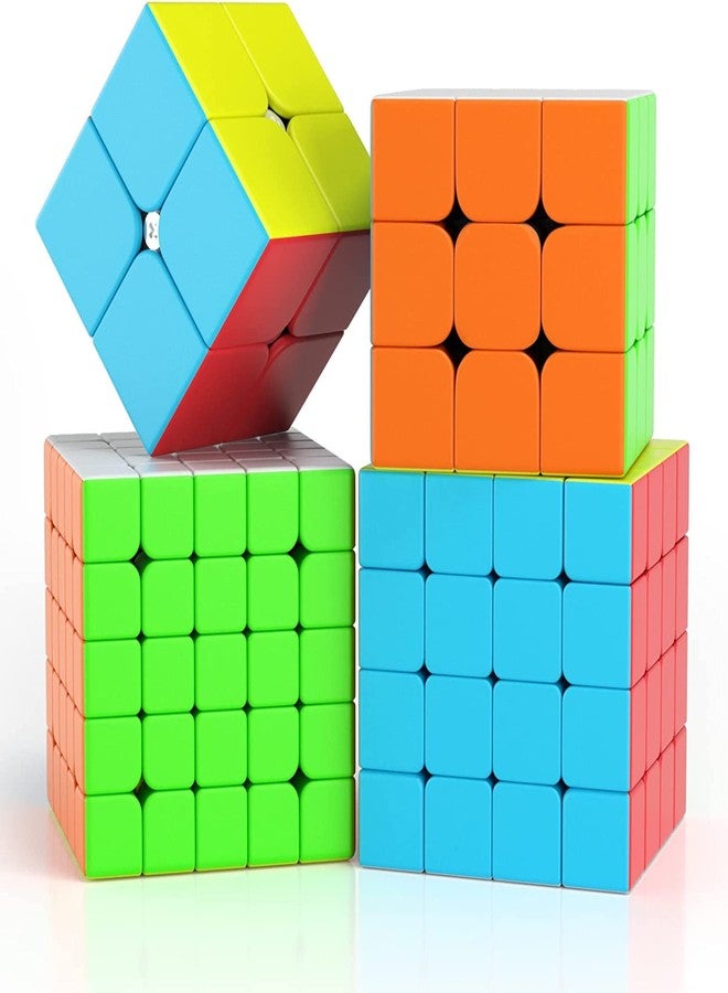 D ETERNAL High Speed Stickerless Magic Cube Combo Bundle Set of 2x2 3x3 4x4 5x5 Puzzle Cube,Black - Image 1