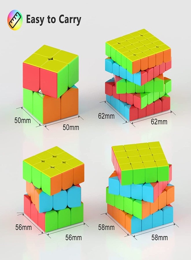 D ETERNAL High Speed Stickerless Magic Cube Combo Bundle Set of 2x2 3x3 4x4 5x5 Puzzle Cube,Black - Image 2