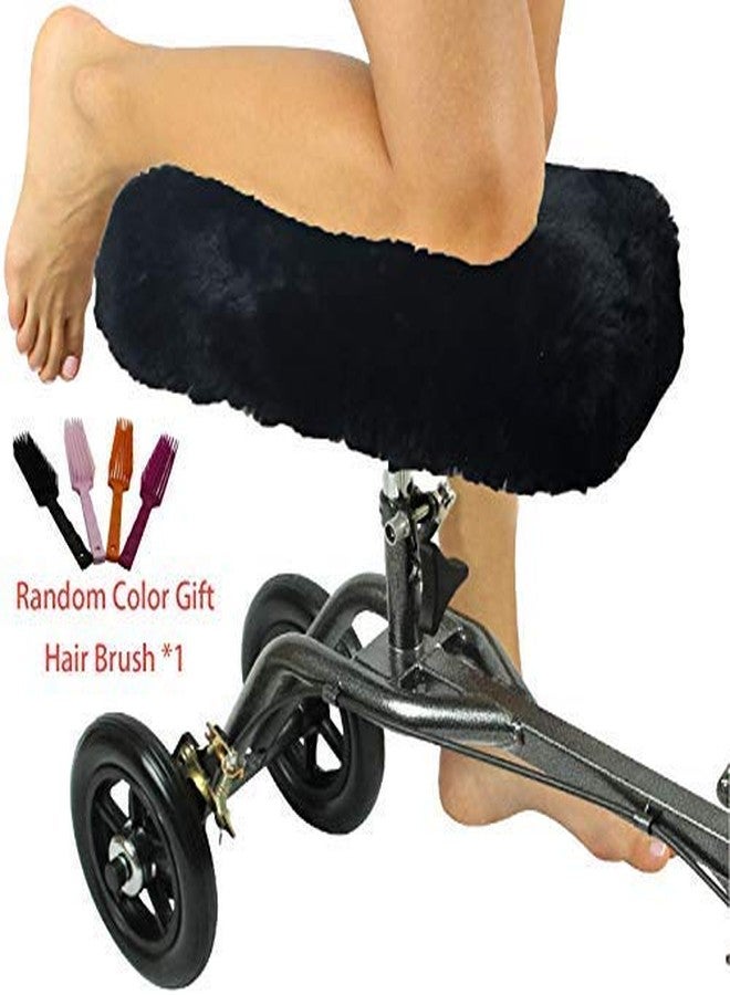 Welcomeget Knee Walker Pad Cover-Real Genuine Merino Sheepskin high Comfort Ability Cushion for Knee Scooter Accessory Leg Cart Improves Comfort During Injury Black - Image 4