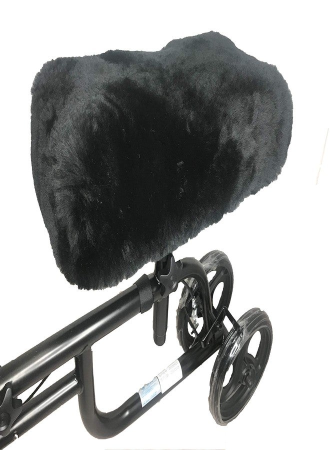 Welcomeget Knee Walker Pad Cover-Real Genuine Merino Sheepskin high Comfort Ability Cushion for Knee Scooter Accessory Leg Cart Improves Comfort During Injury Black - Image 2