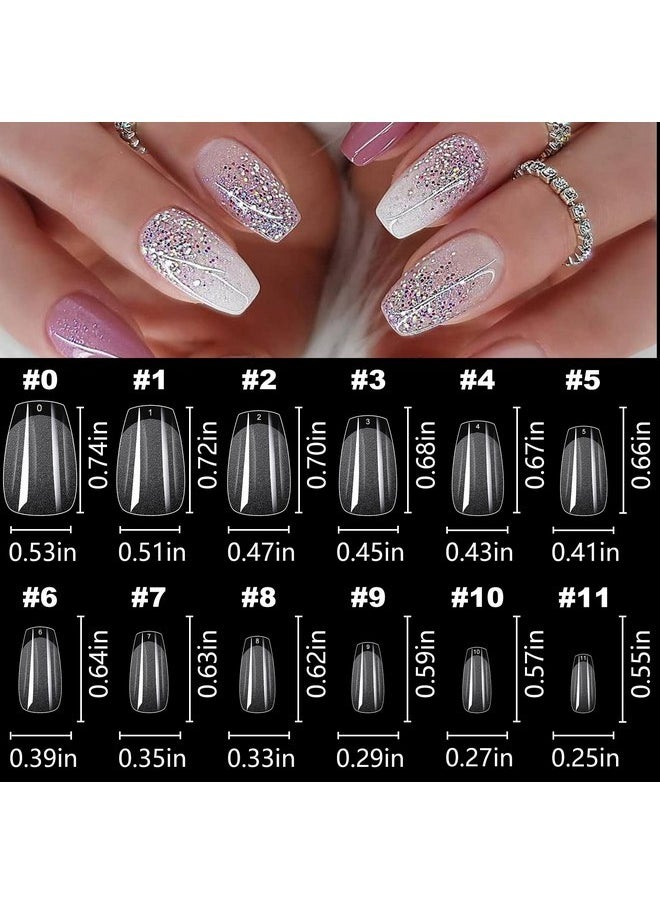 LoveOurHome 600Pc Coffin Fake Nail Short Gel X Nail Tips Full Cover Clear Gel X False Nails Xs Soft Gel Artificial Fingernails For Women Girls Kids Gel Acrylic Nail Extension Press On Nails Making  - Image 2