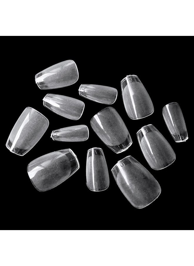 LoveOurHome 600Pc Coffin Fake Nail Short Gel X Nail Tips Full Cover Clear Gel X False Nails Xs Soft Gel Artificial Fingernails For Women Girls Kids Gel Acrylic Nail Extension Press On Nails Making  - Image 5