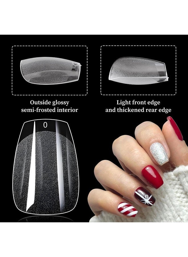LoveOurHome 600Pc Coffin Fake Nail Short Gel X Nail Tips Full Cover Clear Gel X False Nails Xs Soft Gel Artificial Fingernails For Women Girls Kids Gel Acrylic Nail Extension Press On Nails Making  - Image 3