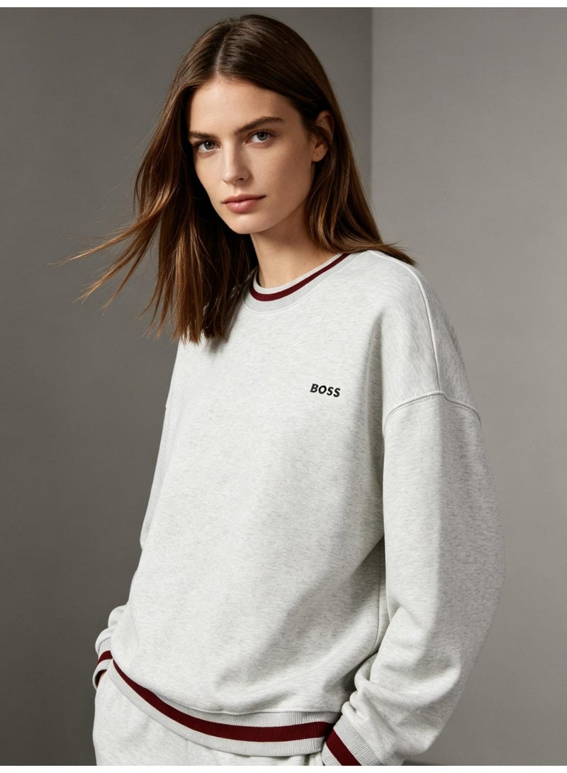 BOSS Men Crew Neck Long Sleeve Casual Sweatshirt Light Heather Grey - Image 4