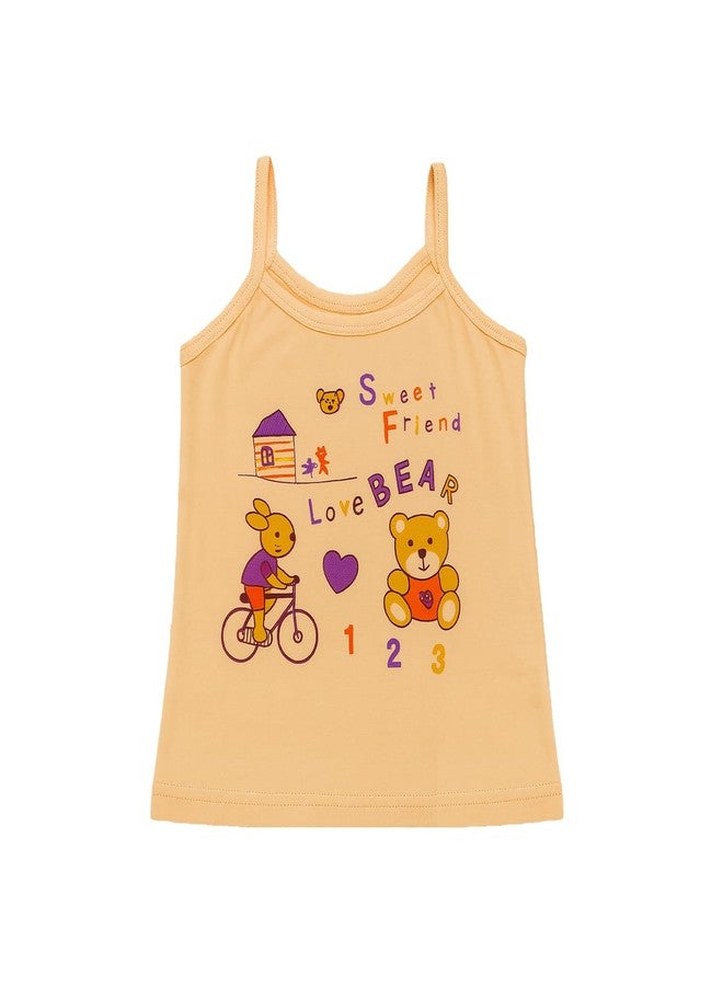 Kidbea® Baby Girls Cotton Camisole Vests | Cute Prints, Sleeveless, Skin-Friendly Summer Wear, Pack of 3 (3-4 Years) - Image 3