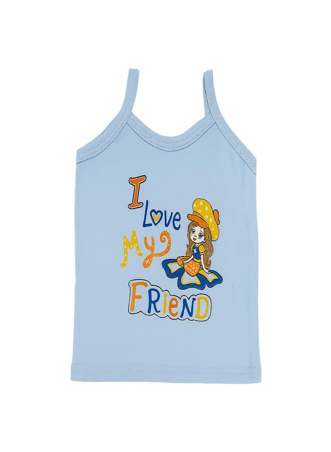 Kidbea® Baby Girls Cotton Camisole Vests | Cute Prints, Sleeveless, Skin-Friendly Summer Wear, Pack of 3 (3-4 Years) - Image 2