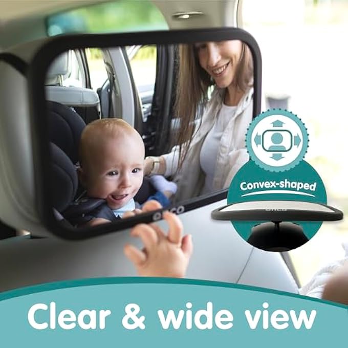 Onco Baby Car Mirror - Peace of Mind to Keep an Eye on Baby in a Rear Facing Child seat - Premium Black Frame - Image 4
