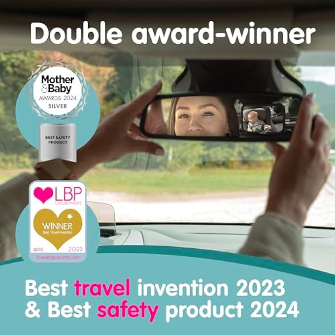Onco Baby Car Mirror - Peace of Mind to Keep an Eye on Baby in a Rear Facing Child seat - Premium Black Frame - Image 3